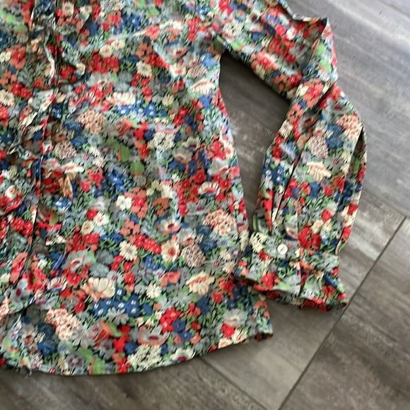 Oscar de La Renta Girls’ Floral Print Ruffle-Accented Top size 10 - Picture 3 of 5